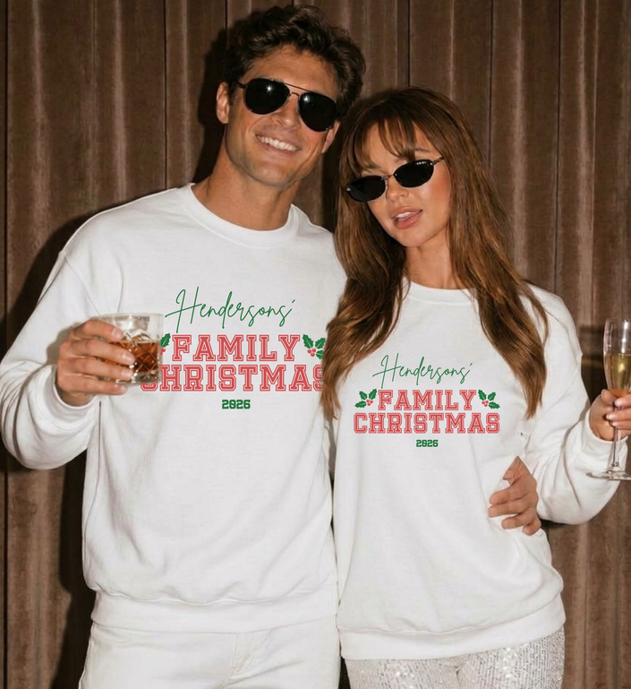 custom family christmas shirt, matching couples xmas sweater, personalized christmas gifts, family holiday outfit top, matching family xmas sweater, college font christmas sweater, personalized family christmas, christmas matching crewnecks, custom last name xmas sweater, festive family holiday shirts, matching christmas jumpers, personalized holiday sweater, retro family christmas sweater