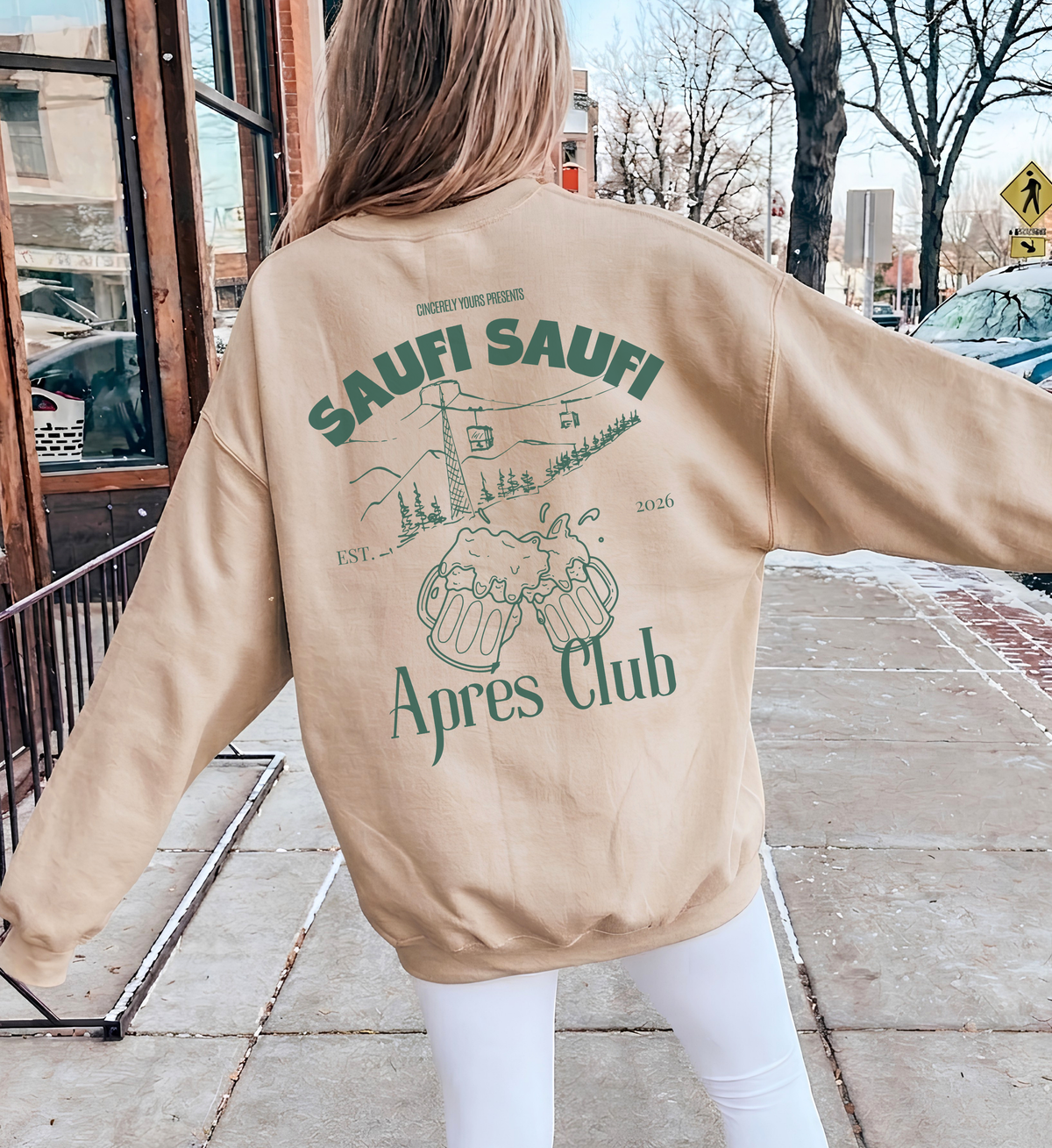 custom apres ski sweatshirt, personalized skiing crewneck, custom last name ski sweater, aesthetic apres ski jumper top, matching ski trip sweatshirt, classy apres ski crewneck top, winter holiday gift sweater, personalized apres ski gift, custom ski club crewneck top, vintage apres ski sweatshirt, skiing holiday group sweater, custom name winter crewneck, saufi saufi apres ski sweater