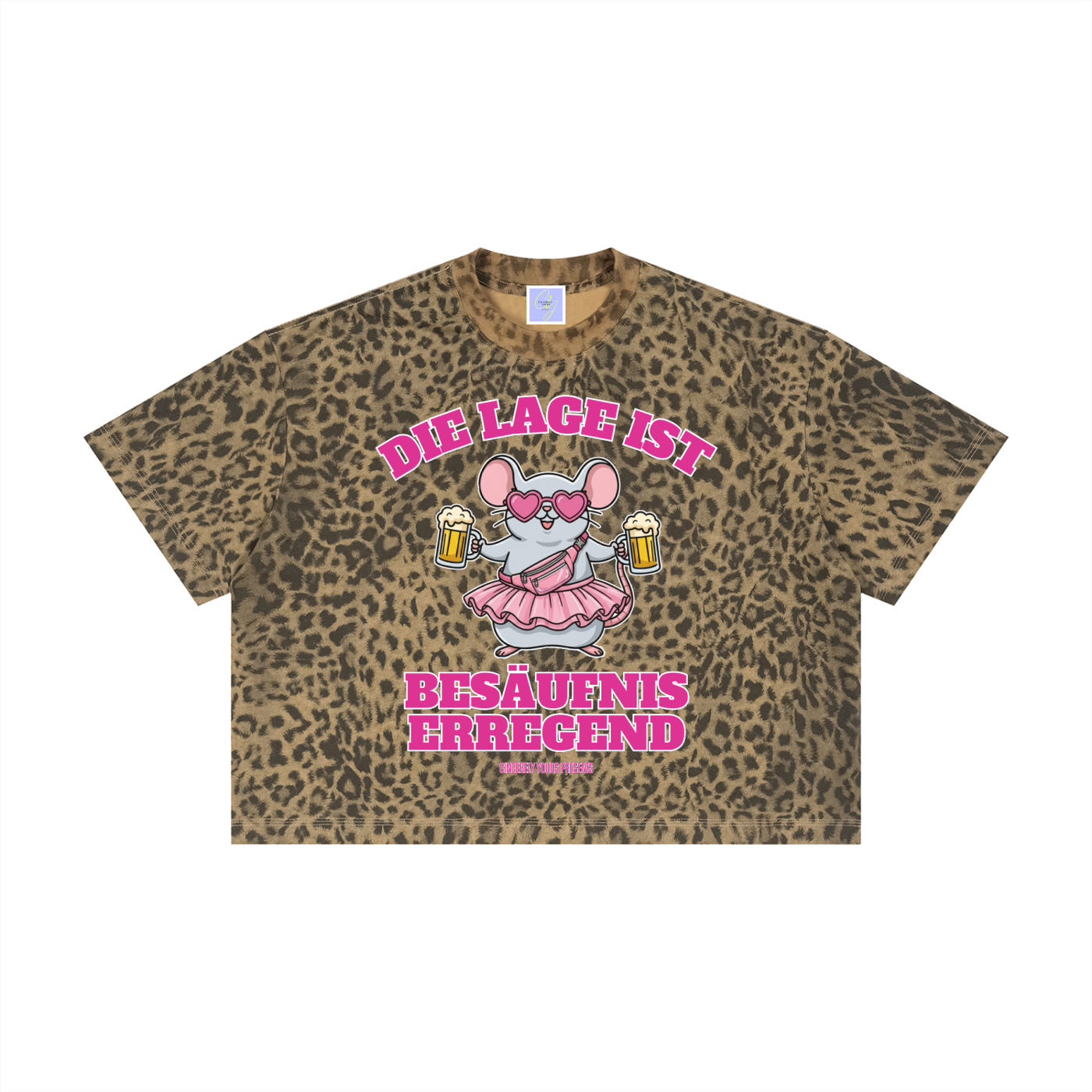 Mallemaus Shirt Malle Maus - Die Lage ist besäufniserregend Unisex Leopard Print Boxy T-Shirt