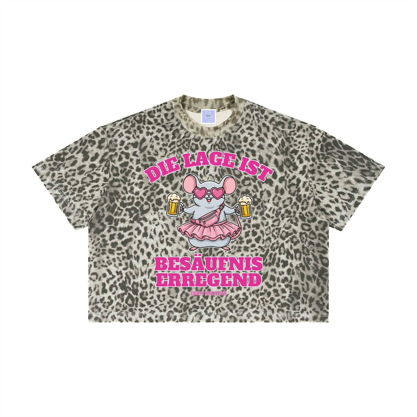 Mallemaus Shirt Malle Maus - Die Lage ist besäufniserregend Unisex Leopard Print Boxy T-Shirt