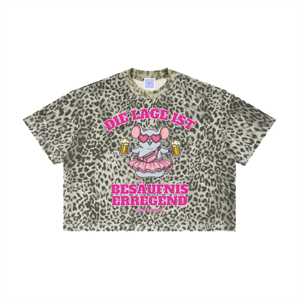Mallemaus Shirt Malle Maus - Die Lage ist besäufniserregend Unisex Leopard Print Boxy T-Shirt