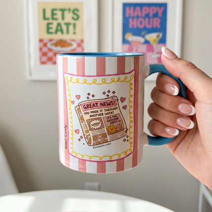 adulting is hard mug motivation gift you made it to another week hand holding 90s style