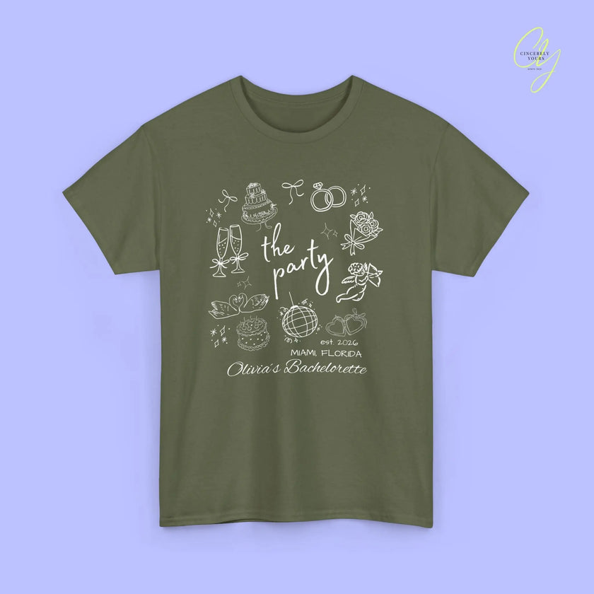 Bachelorette Shirt Hand drawn— The Party Wife (Customizable) - Cincerely Yours