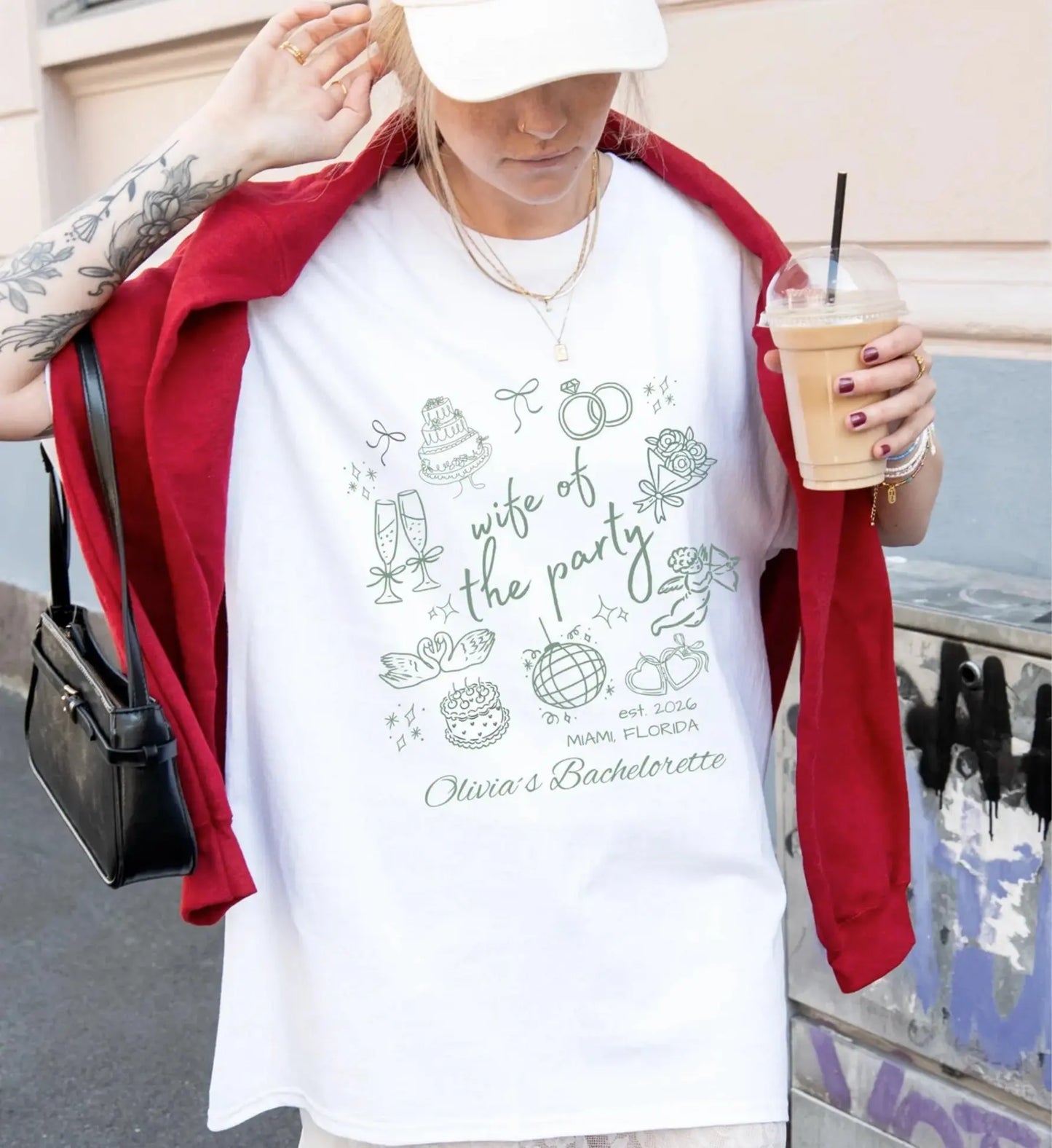 Bachelorette Shirt Hand drawn— The Party Wife (Customizable) - Cincerely Yours
