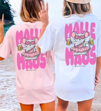 Detailreiche Rückenansicht des Mallemaus T-Shirts von Cincerely Yours mit individuellem Backprint Design für den perfekten Auftritt am Ballermann.