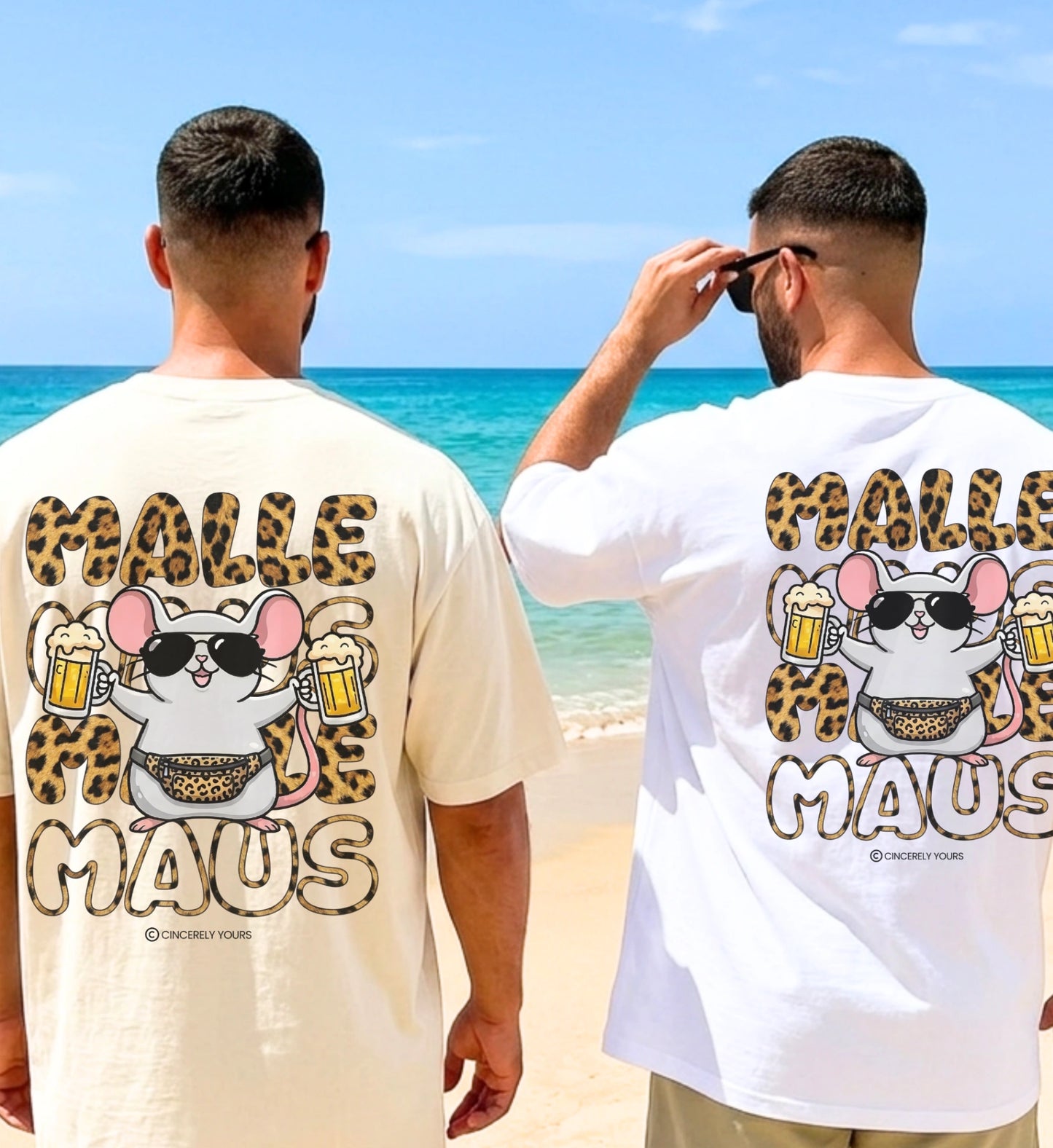 Exklusives Malle Maus Leopard T-Shirt von Cincerely Yours, das hohen Tragekomfort und trendiges Tiermuster für alle passionierten Mallorca-Fans und Party-Liebhaber perfekt kombiniert.
