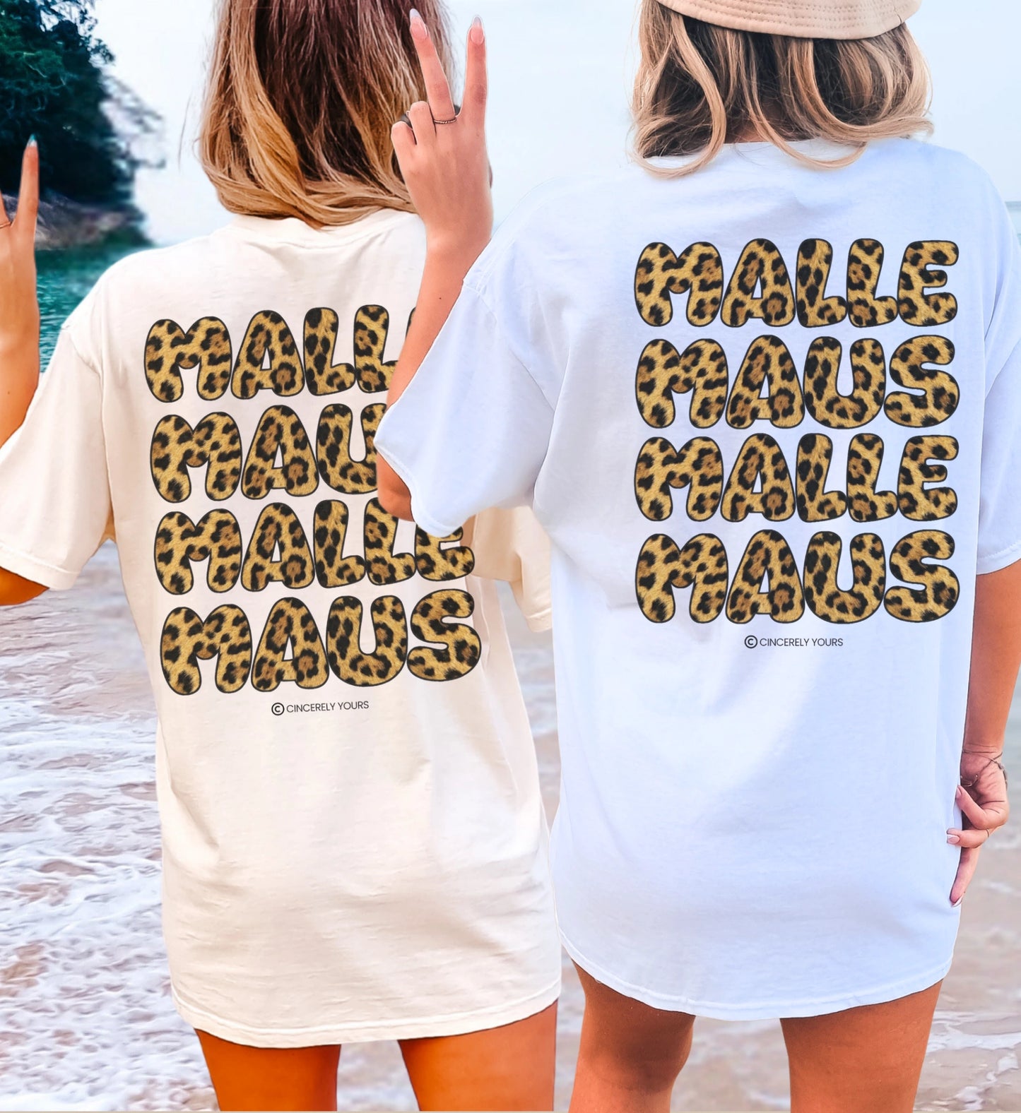 Nahaufnahme des personalisierbaren Mallemaus T-Shirts mit hochwertigem Bubble Font Print im trendigen Y2K Animal Leopard Print Design von Cincerely Yours