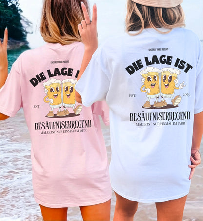 Detailansicht des hochwertigen Textildrucks auf dem Cincerely Yours Baumwoll-Shirt mit langlebigen Farben und witzigem Bier-Motiv für lange Partynächte am Ballermann.