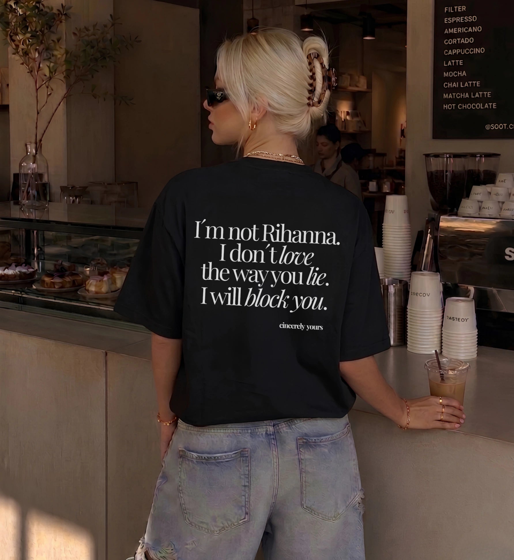 Ein hochwertiges unisex Statement Shirt von Cincerely Yours mit dem provokanten Spruch I don't love the way you lie.