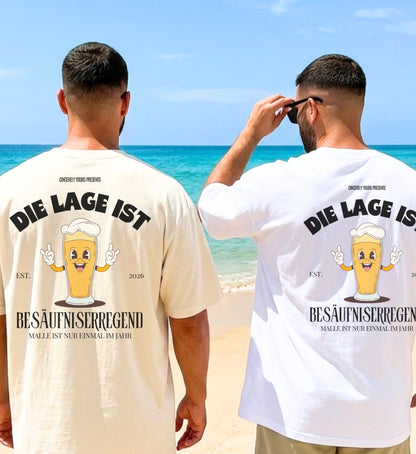 Nahaufnahme der weichen Baumwollqualität des Cincerely Yours Shirts das optimalen Tragekomfort bei langen Partynächten auf Mallorca und am Ballermann bietet.