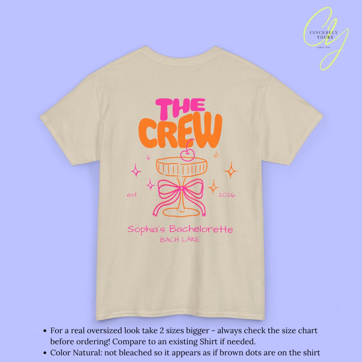 Coquette Bachelorette Party Tee — The Bride Crew cherry bow Champagne (Customizable) - Cincerely Yours
