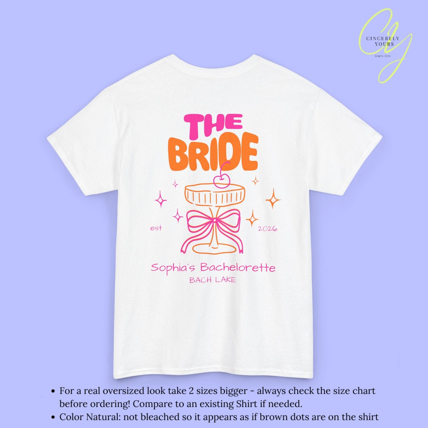 Coquette Bachelorette Party Tee — The Bride Crew cherry bow Champagne (Customizable) - Cincerely Yours
