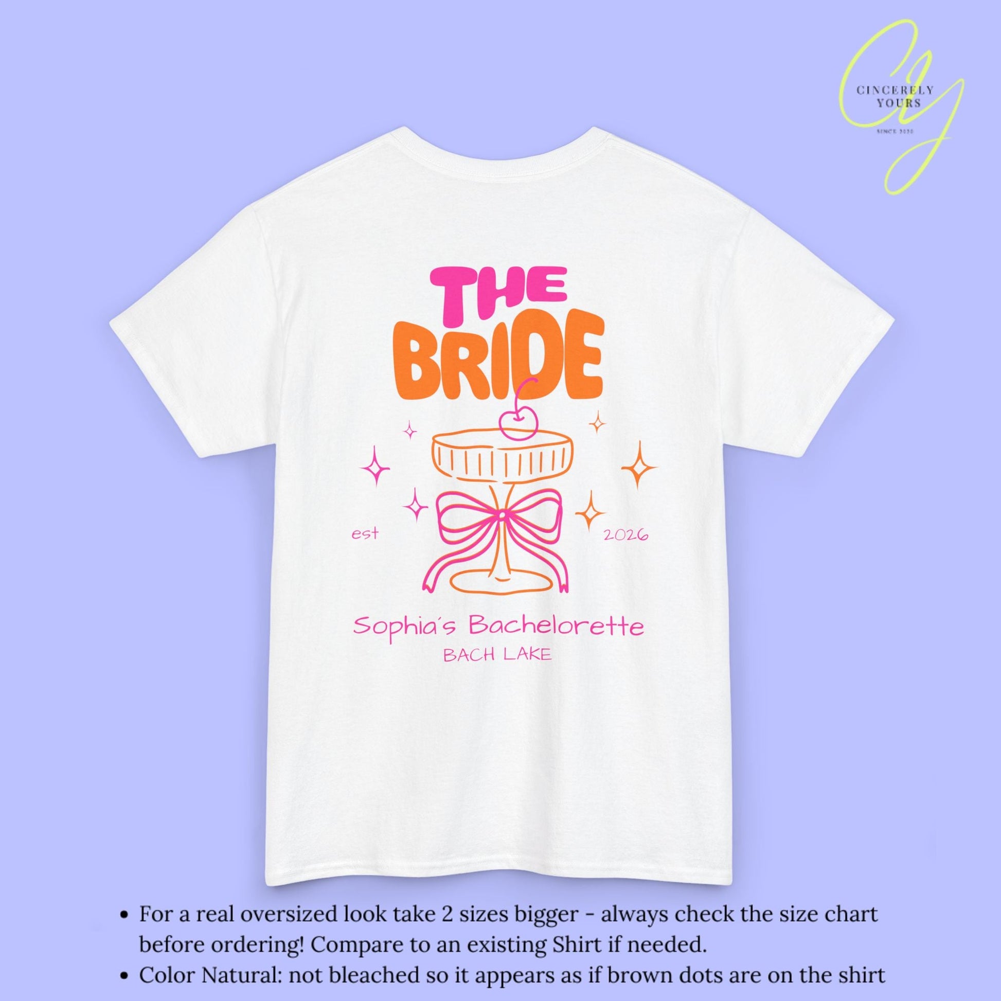 Coquette Bachelorette Party Tee — The Bride Crew cherry bow Champagne (Customizable) - Cincerely Yours