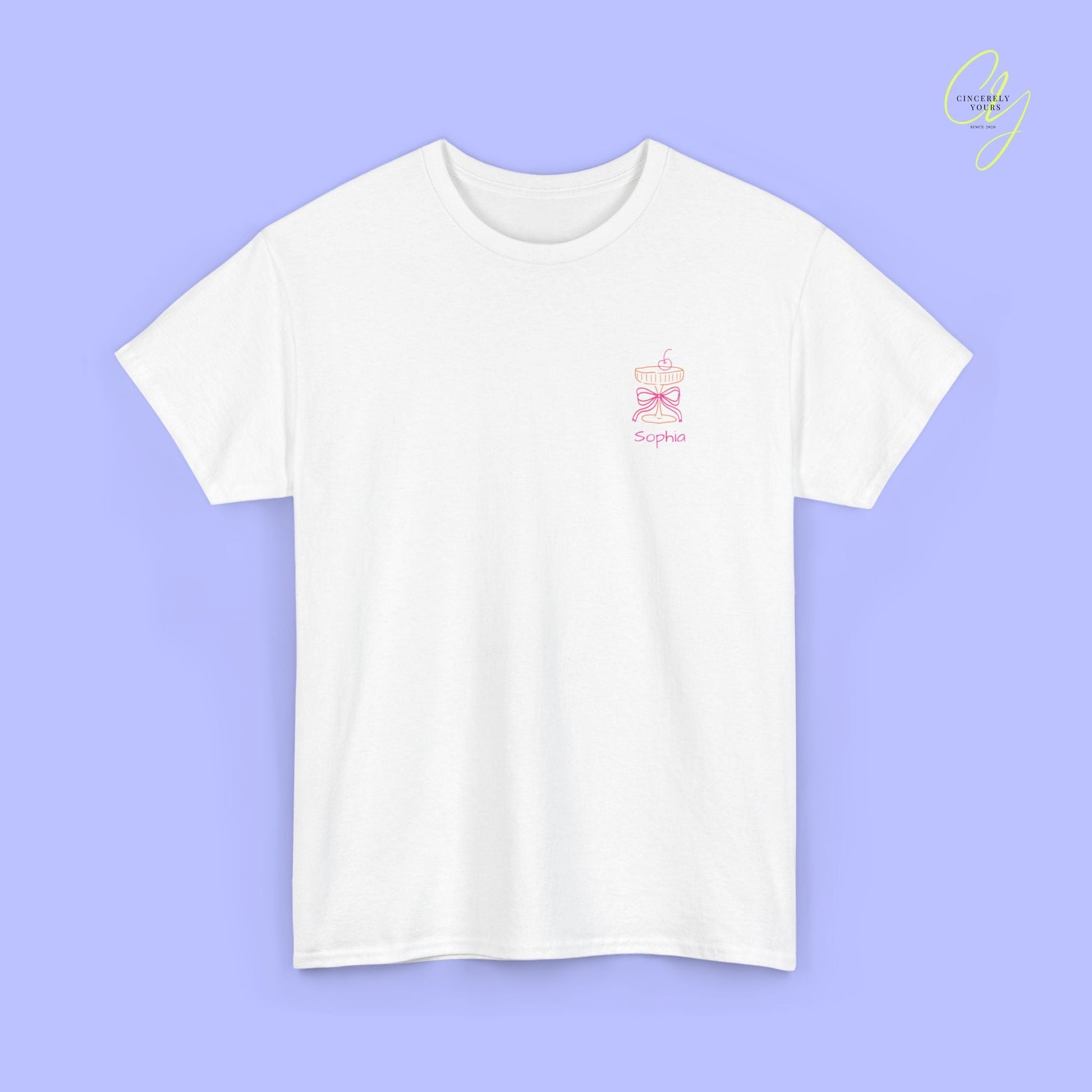 Coquette Bachelorette Party Tee — The Bride Crew cherry bow Champagne (Customizable) - Cincerely Yours