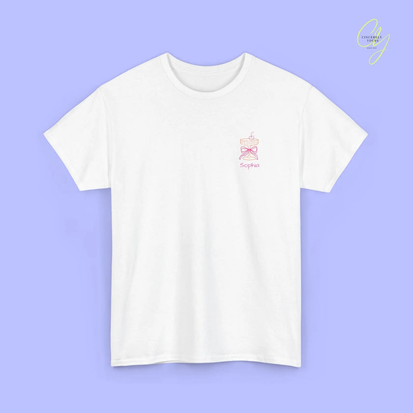 Coquette Bachelorette Party Tee — The Bride Crew cherry bow Champagne (Customizable) - Cincerely Yours