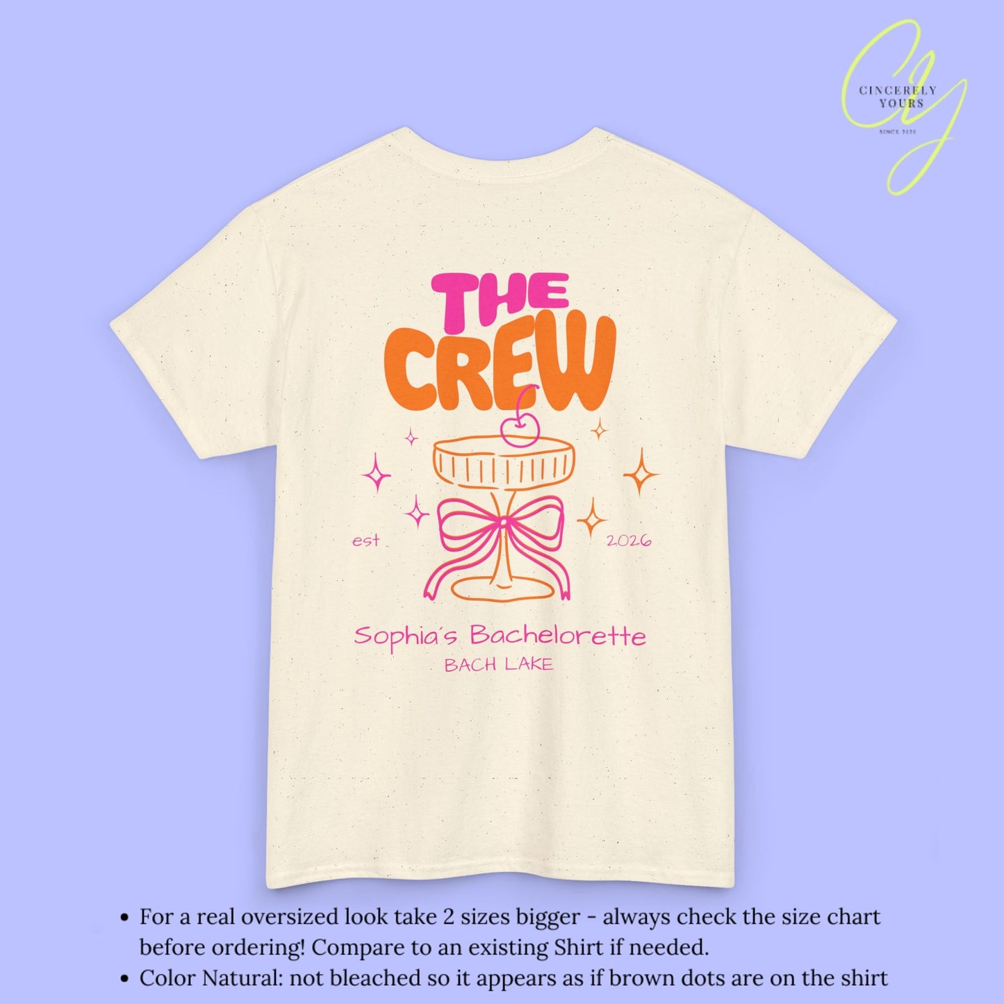 Coquette Bachelorette Party Tee — The Bride Crew cherry bow Champagne (Customizable) - Cincerely Yours