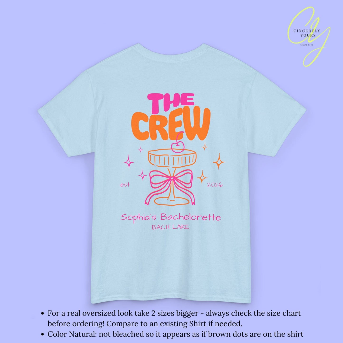 Coquette Bachelorette Party Tee — The Bride Crew cherry bow Champagne (Customizable) - Cincerely Yours