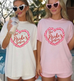 custom brides besties shirt, coquette bridesmaid shirt, personalized bridesmaid tee, pink heart bachelorette tee, ruffled heart bridal party, getting ready bridal group, custom name bridesmaid gift, the brides besties tshirt, girly bachelorette party top, maid of honor proposal tee, trendy oversized bridesmaid, aesthetic bachelorette shirt, cute bridal party clothing