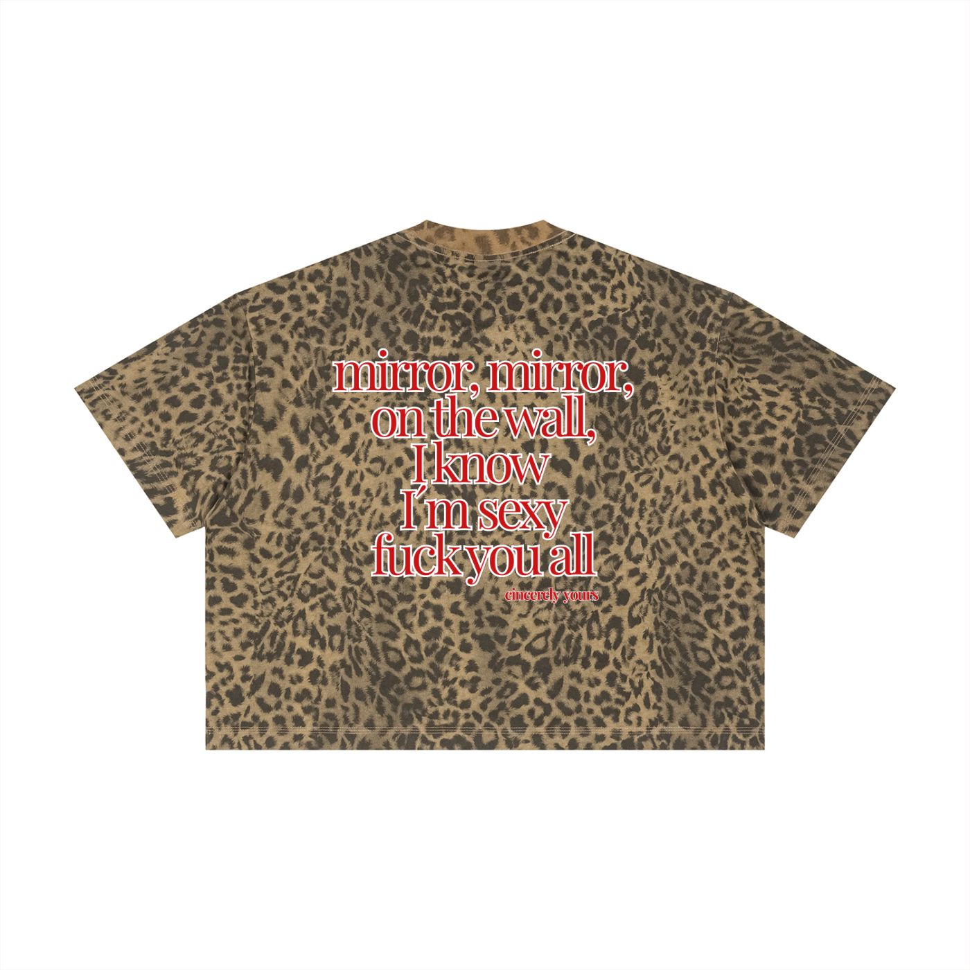 Provocative Quotes Shirt - I know I´m sexy Unisex Leopard Print Boxy T-Shirt