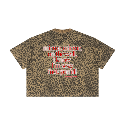 Provocative Quotes Shirt - I know I´m sexy Unisex Leopard Print Boxy T-Shirt