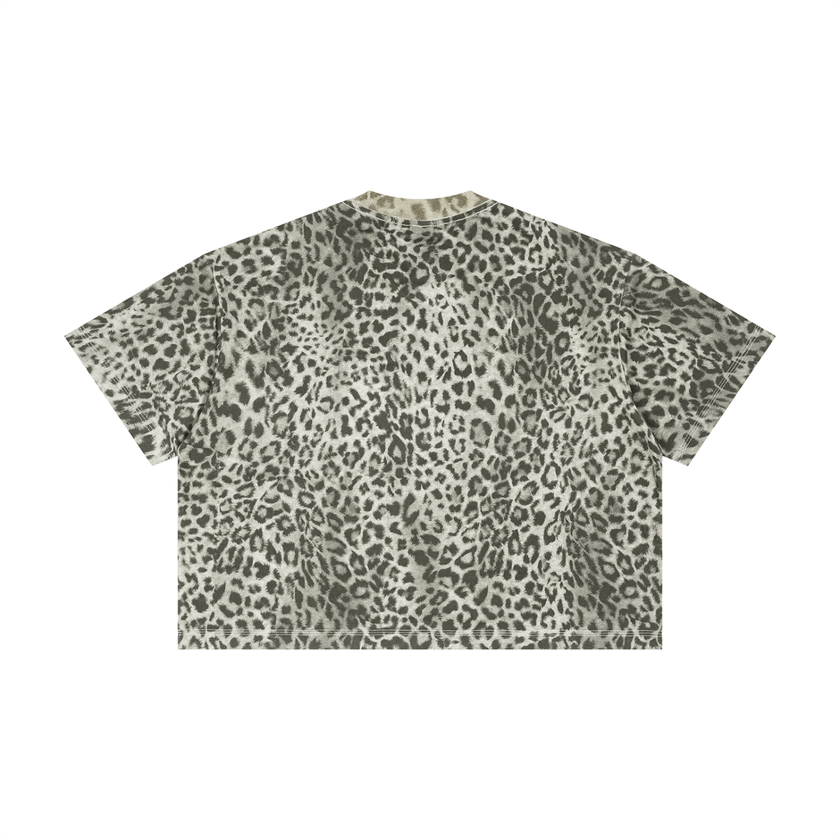 Mallemaus Shirt Malle Maus - Unisex Pink Leopard Print Boxy T-Shirt