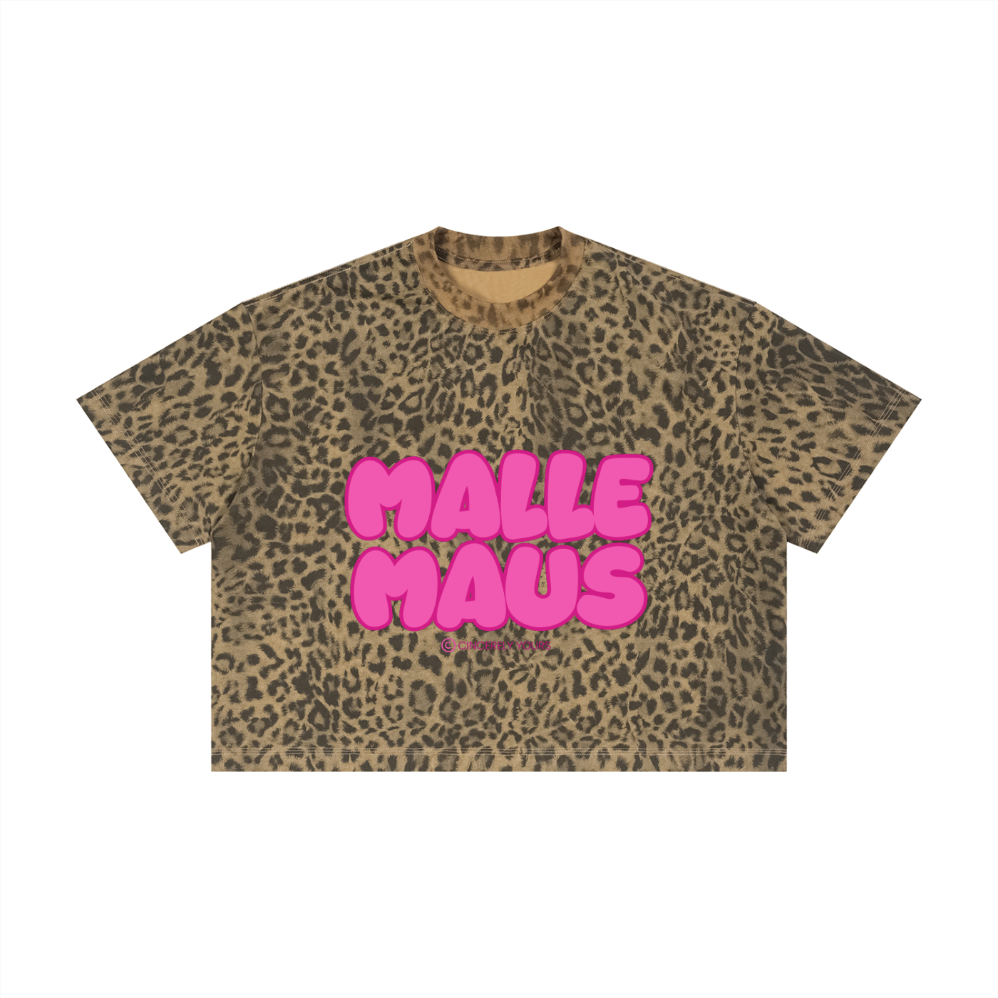 Mallemaus Shirt Malle Maus - Unisex Pink Leopard Print Boxy T-Shirt