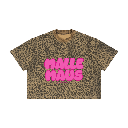 Mallemaus Shirt Malle Maus - Unisex Pink Leopard Print Boxy T-Shirt