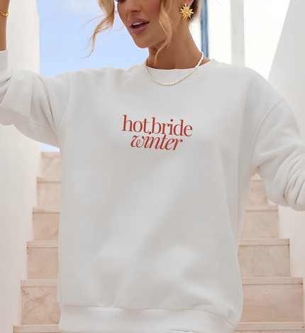 hot bride winter sweatshirt, custom future mrs sweater, winter bachelorette party, winter wedding engagement, personalized bride pullover, getting ready bridal sweater, custom last name bride shirt, cozy winter bride sweatshirt, trendy winter bride outfit, aesthetic winter wedding top, personalized engagement gift, newly engaged winter sweater, retro typography bride jumper