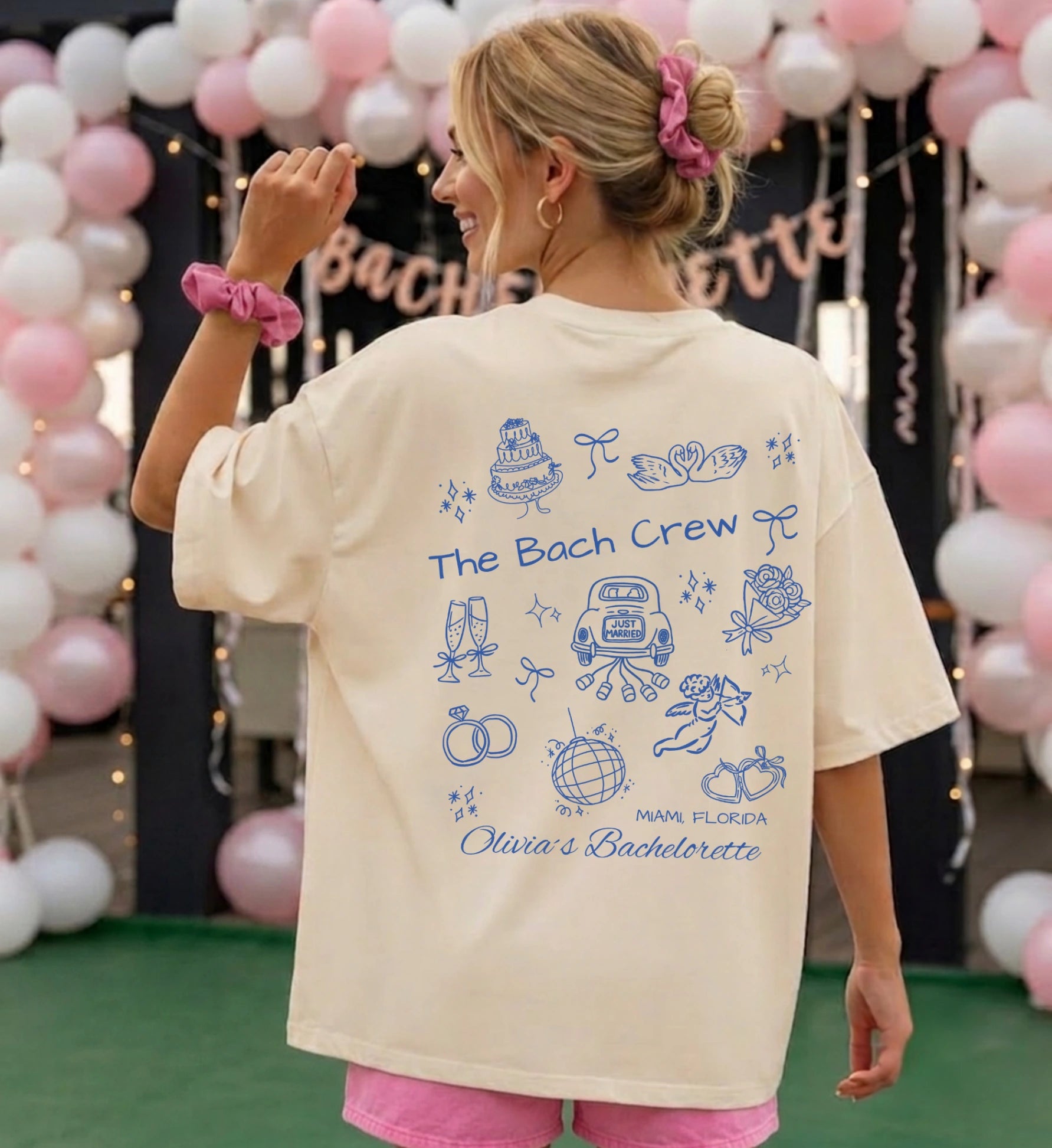JGA Shirt Damen | Bachelorette Tee Doodle Handdrawn Braut Party Shirt