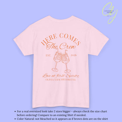 Love at first Spritz Bachelorette Party Tee — Here comes the Bride/ the Crew Old money Shirt (Customizable) - Cincerely Yours