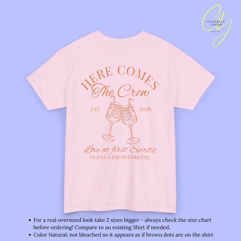 Love at first Spritz Bachelorette Party Tee — Here comes the Bride/ the Crew Old money Shirt (Customizable) - Cincerely Yours