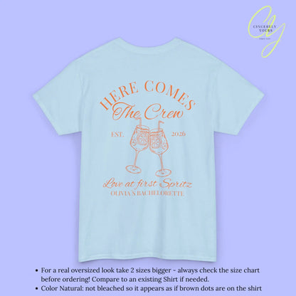 Love at first Spritz Bachelorette Party Tee — Here comes the Bride/ the Crew Old money Shirt (Customizable) - Cincerely Yours