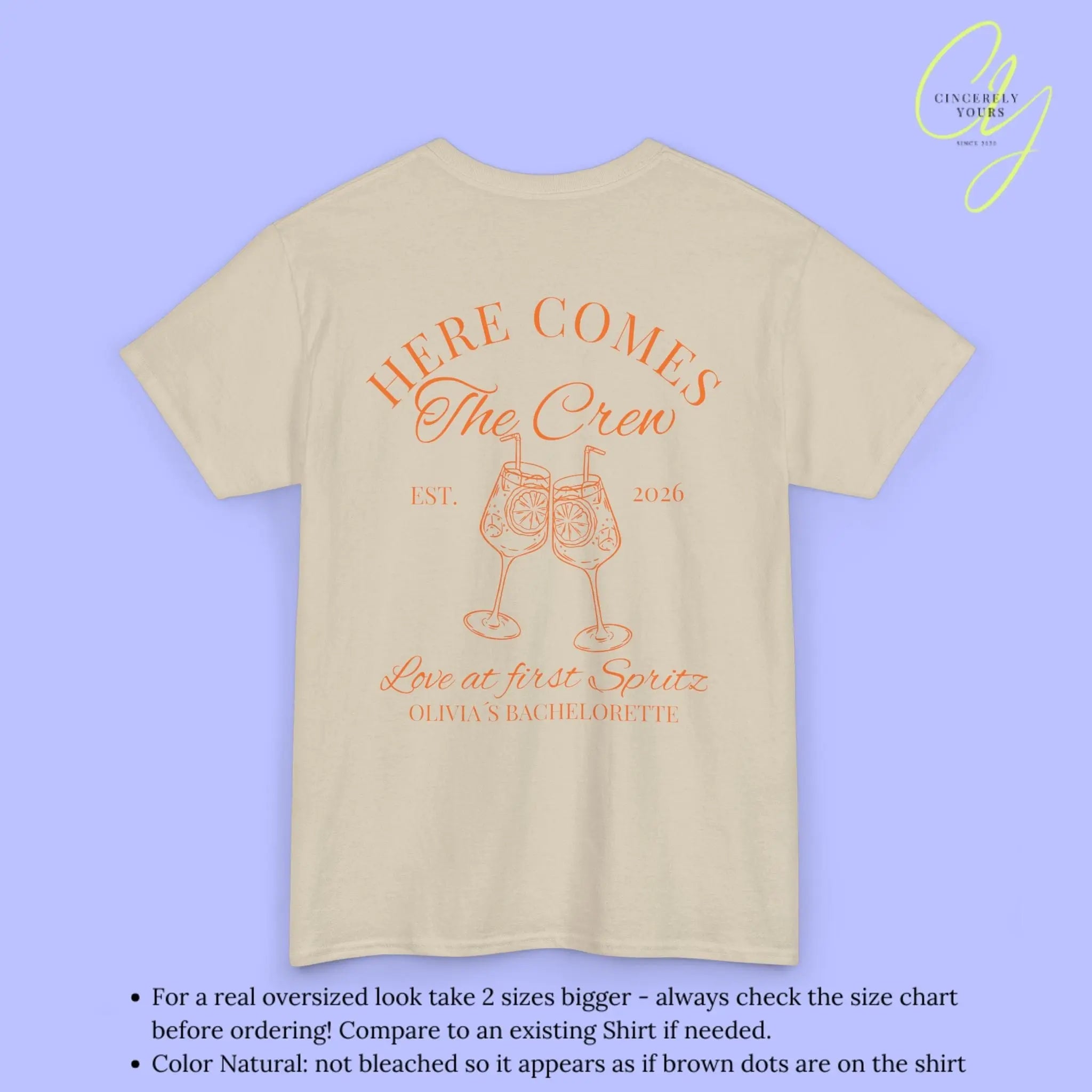 Love at first Spritz Bachelorette Party Tee — Here comes the Bride/ the Crew Old money Shirt (Customizable) - Cincerely Yours
