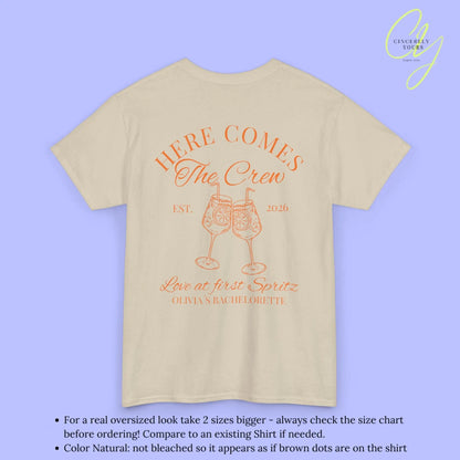 Love at first Spritz Bachelorette Party Tee — Here comes the Bride/ the Crew Old money Shirt (Customizable) - Cincerely Yours