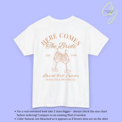 Love at first Spritz Bachelorette Party Tee — Here comes the Bride/ the Crew Old money Shirt (Customizable) - Cincerely Yours