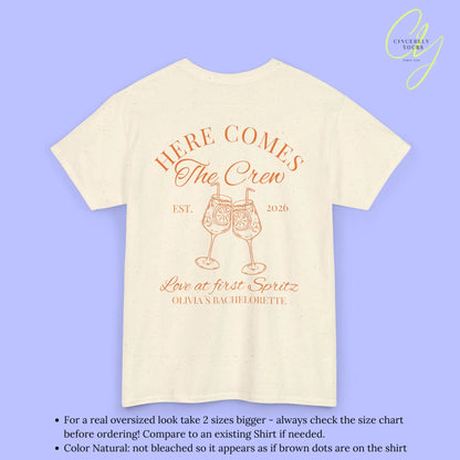 Love at first Spritz Bachelorette Party Tee — Here comes the Bride/ the Crew Old money Shirt (Customizable) - Cincerely Yours