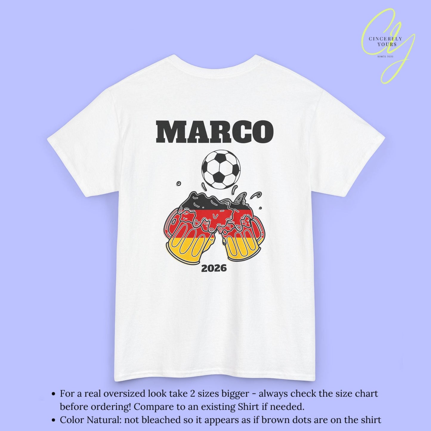 Malle Fussball Shirt — Deutschland Flagge Bierkrug (Personalisierbar) - Cincerely Yours