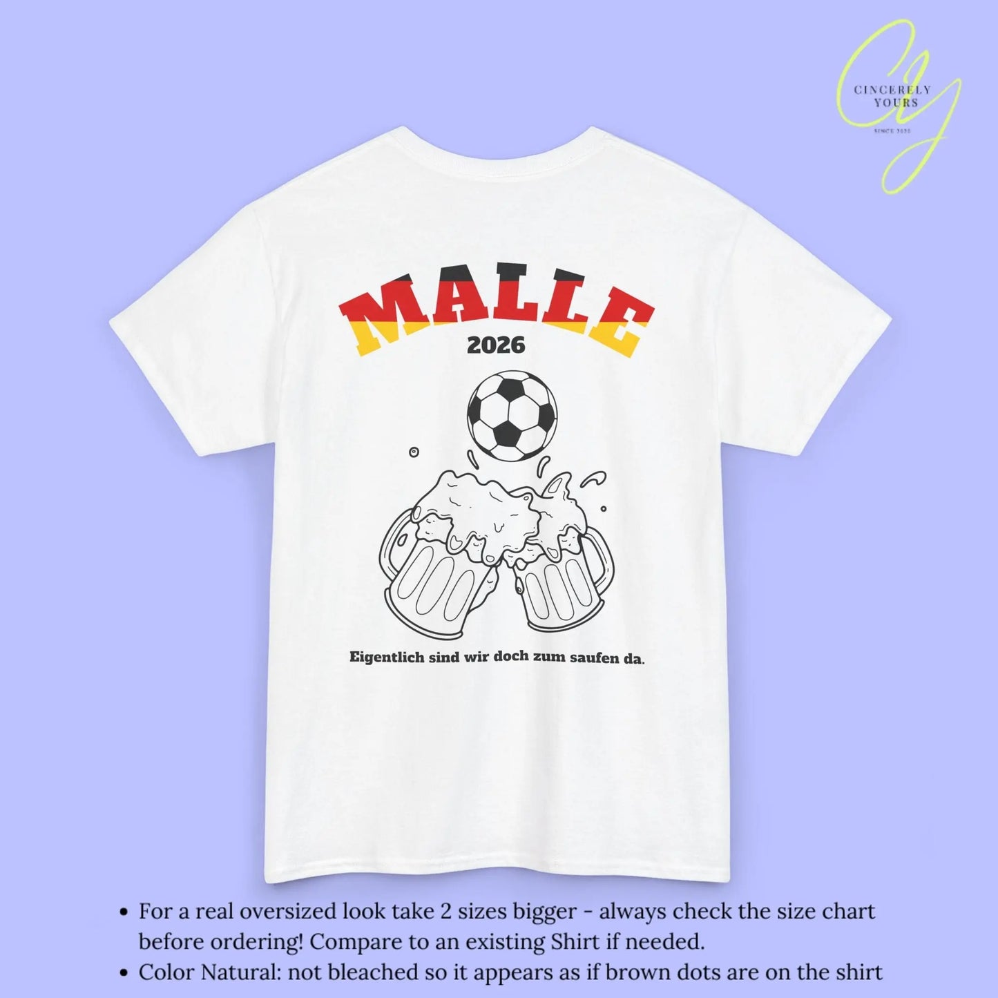 Malle Fussball Shirt — Deutschland Flagge Bierkrug (Personalisierbar) - Cincerely Yours