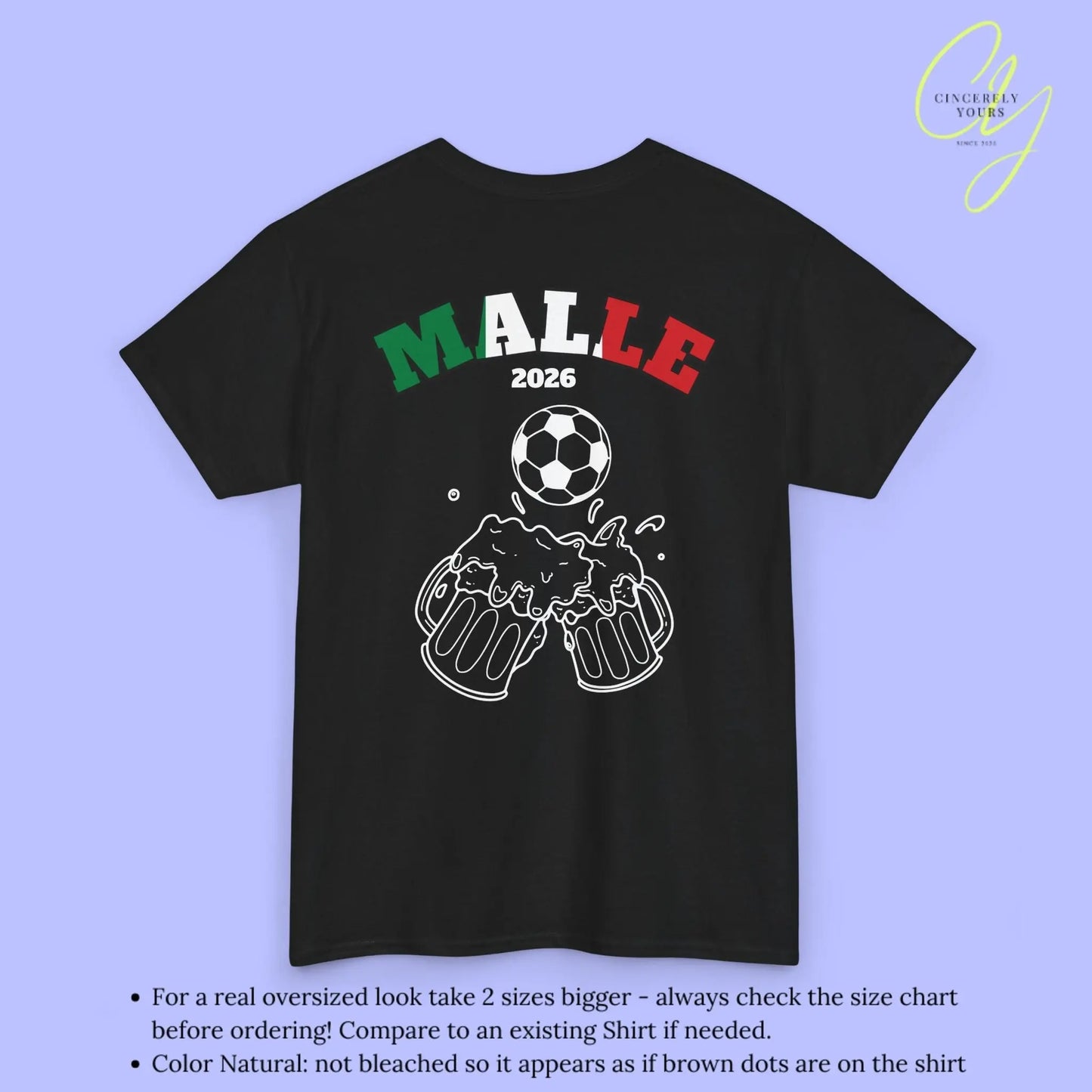 Malle Fussball Shirt — Italien Flagge Bierkrug (Personalisierbar) - Cincerely Yours