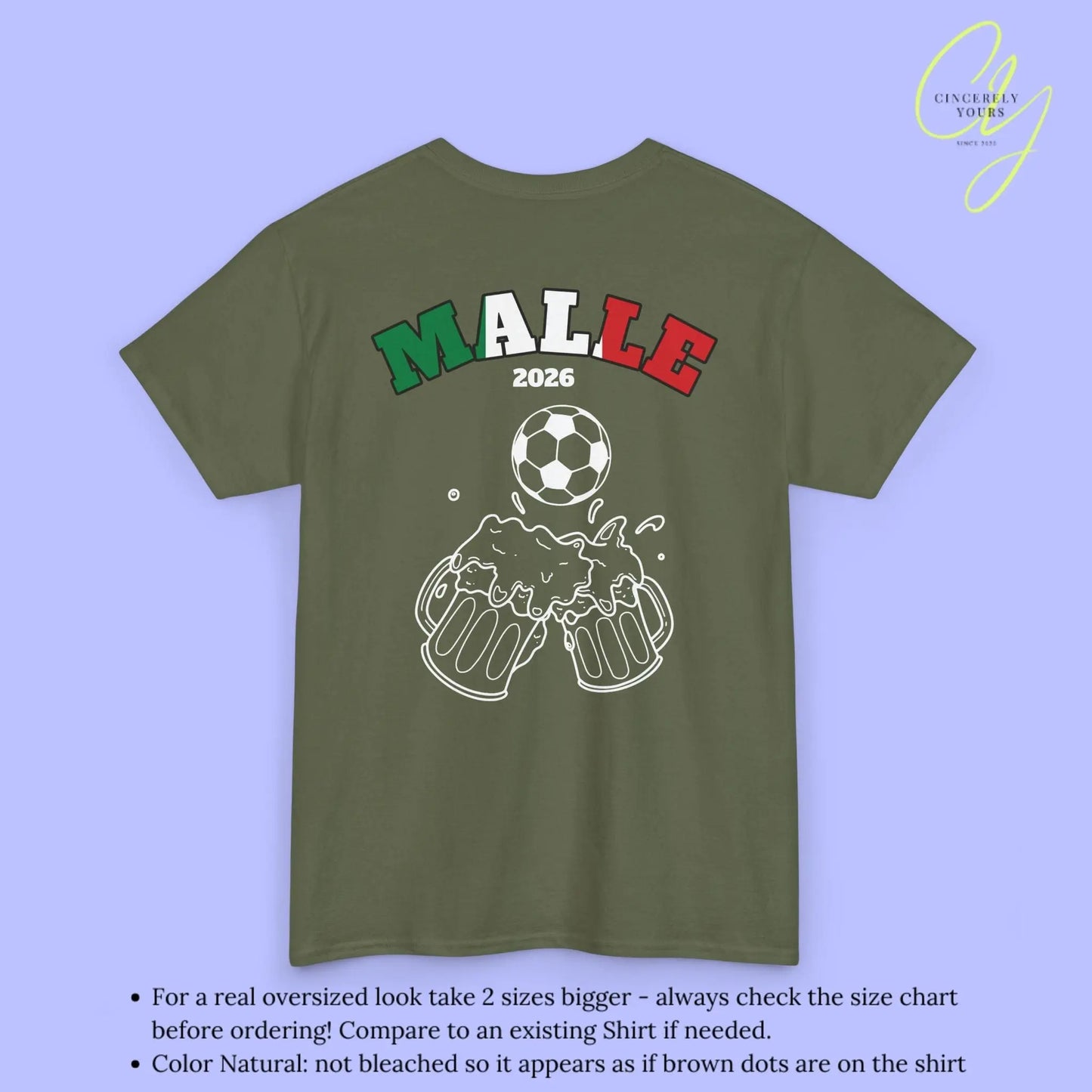 Malle Fussball Shirt — Italien Flagge Bierkrug (Personalisierbar) - Cincerely Yours