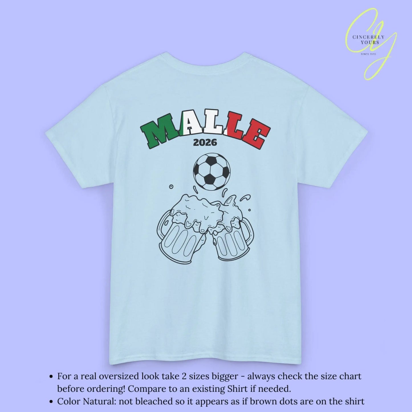 Malle Fussball Shirt — Italien Flagge Bierkrug (Personalisierbar) - Cincerely Yours
