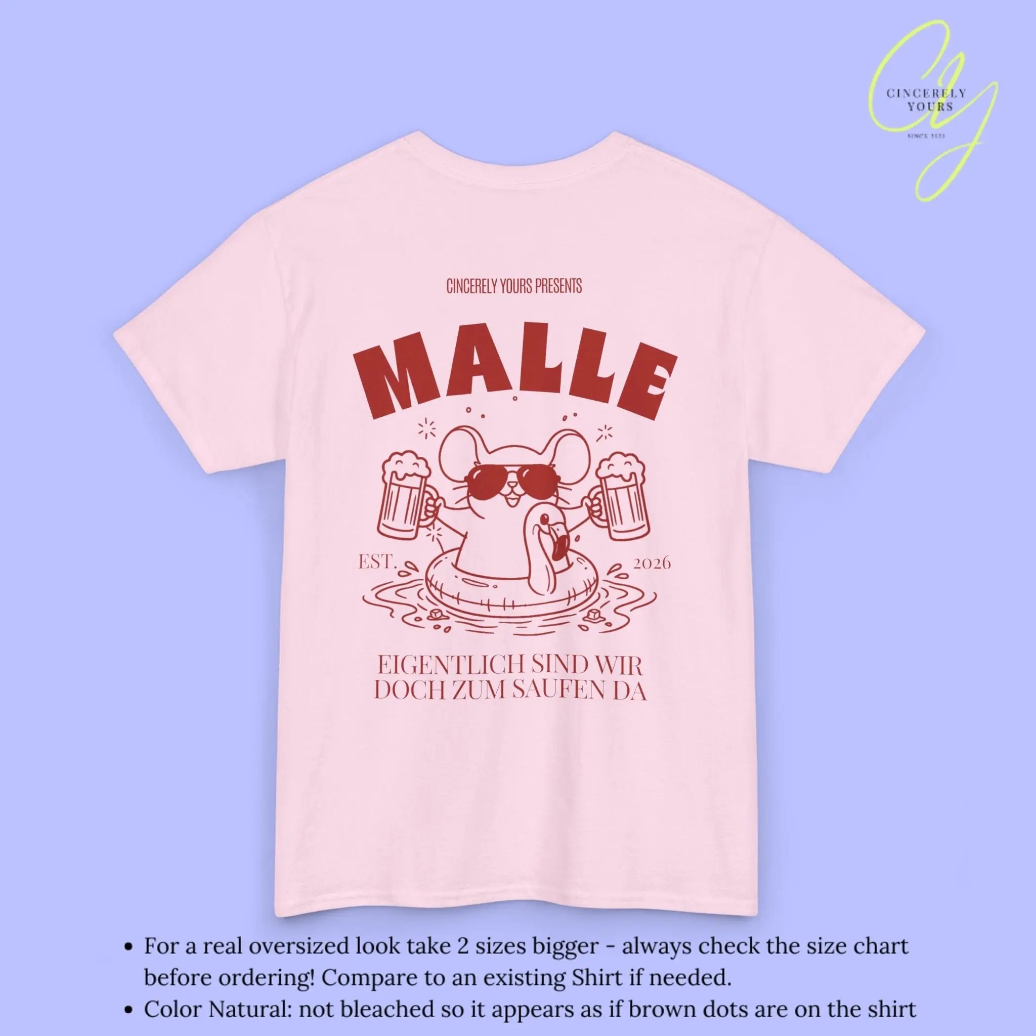 Malle Party Shirt — Party Maus Bierkrug Flamingo zum saufen da (Customizable) - Cincerely Yours