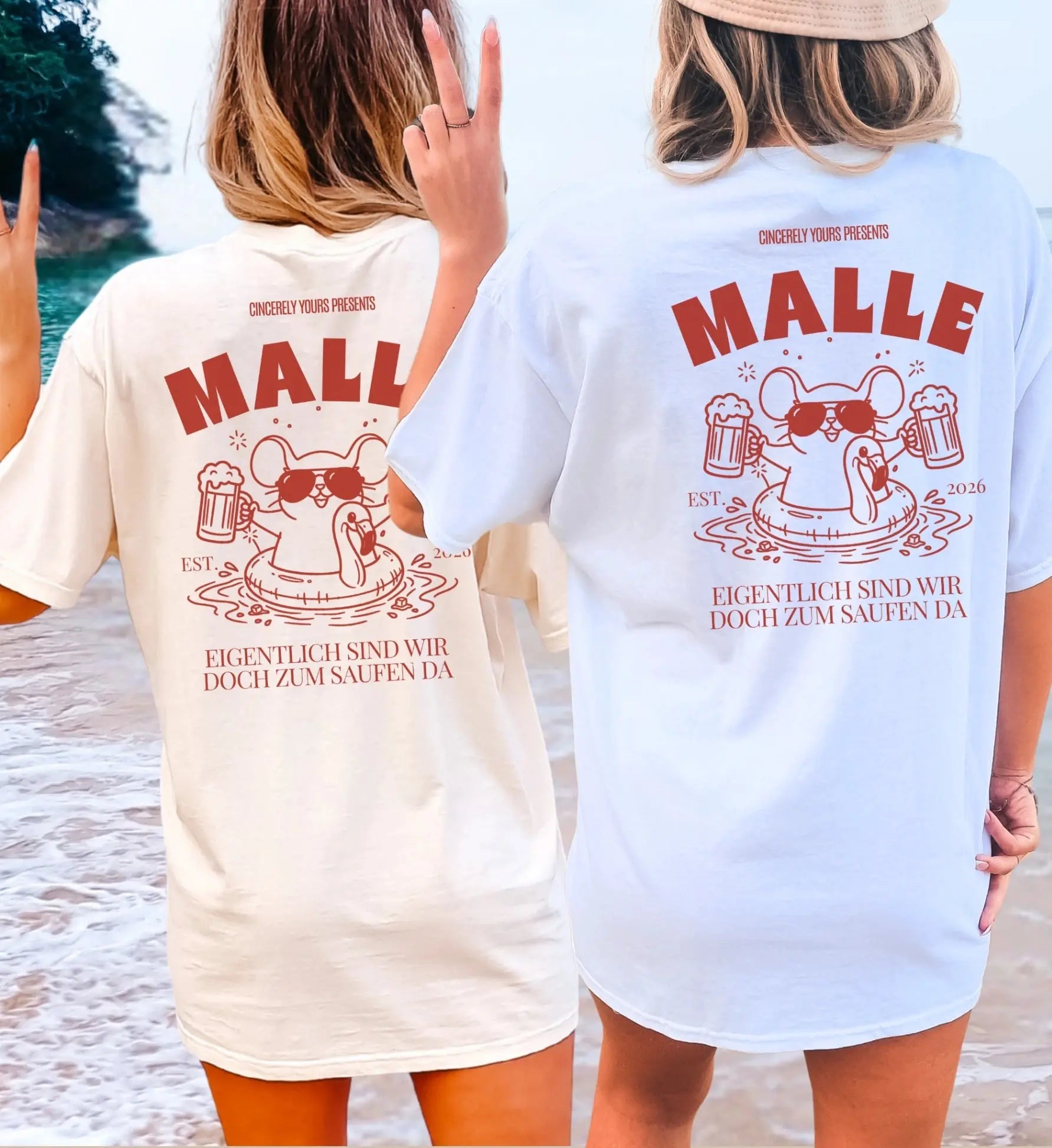 Malle Party Shirt — Party Maus Bierkrug Flamingo zum saufen da (Customizable) - Cincerely Yours