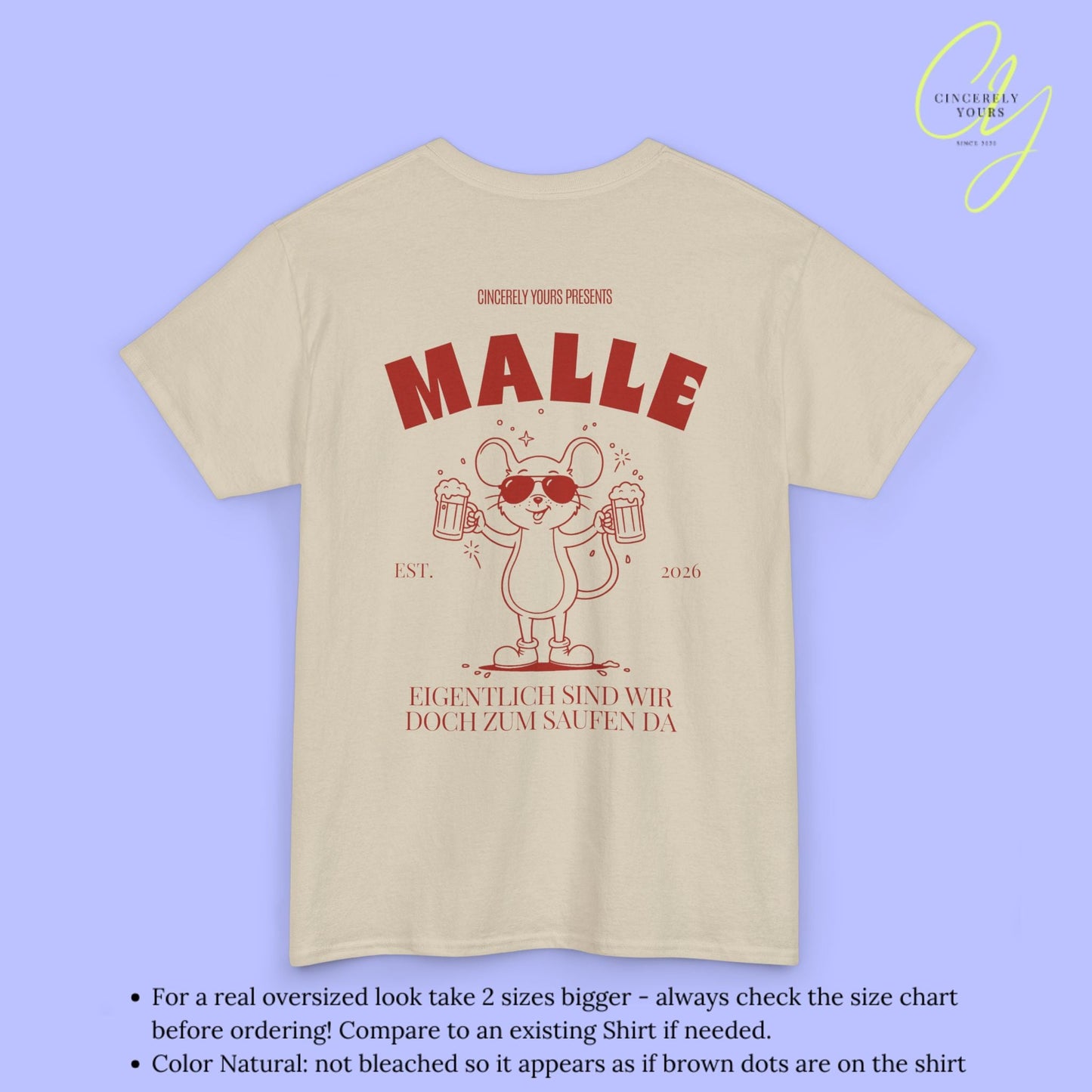 Malle Party Shirt — Party Maus Bierkrug zum saufen da (Customizable) - Cincerely Yours