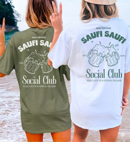 Malle Party Shirt — Saufi Saufi Social Club Bierkrüge (Customizable) - Cincerely Yours