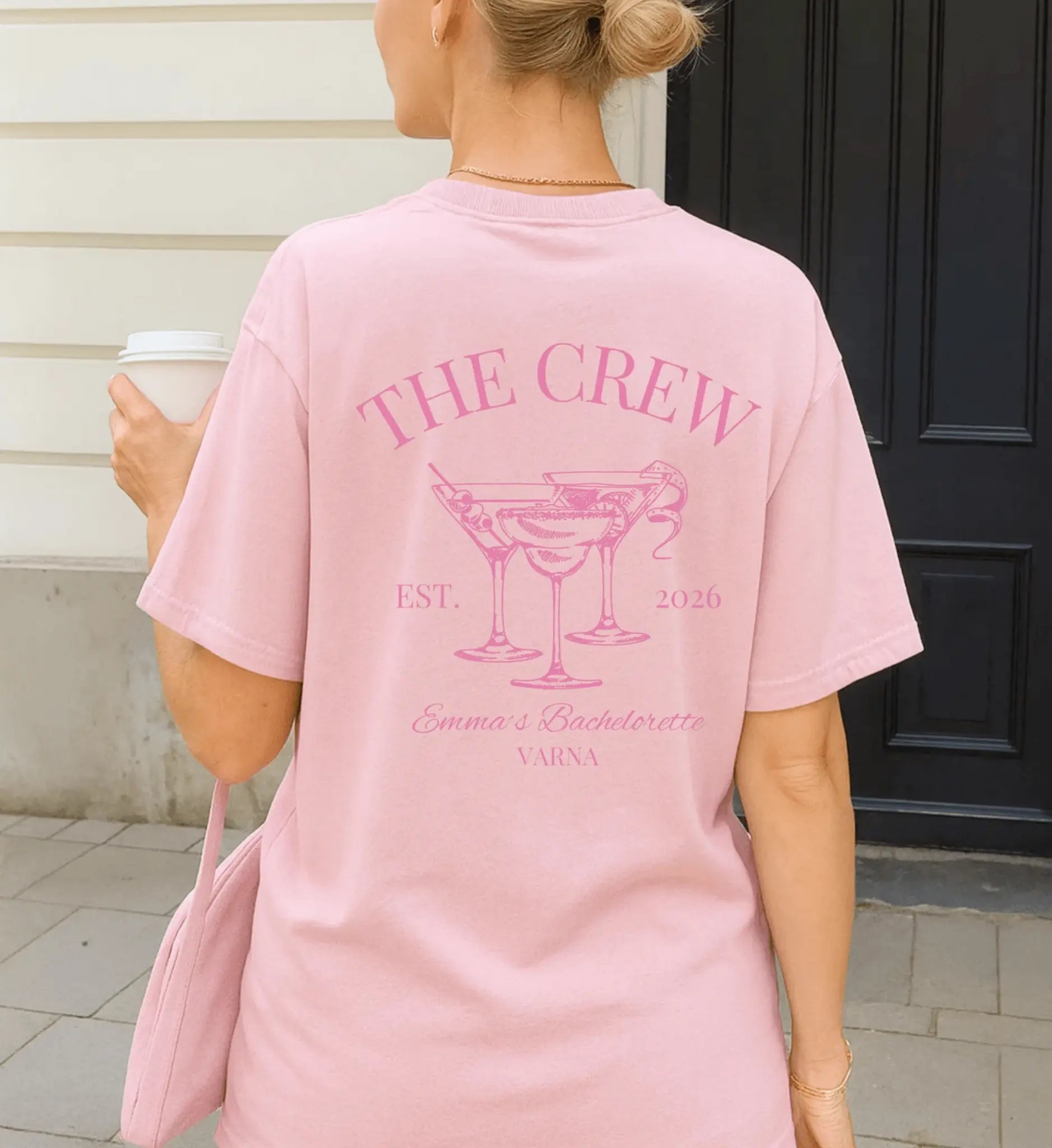 Old Money Bachelorette Party Tee — 'Bride’s Squad' Martini Bach Crew Shirt (Customizable) - Cincerely Yours