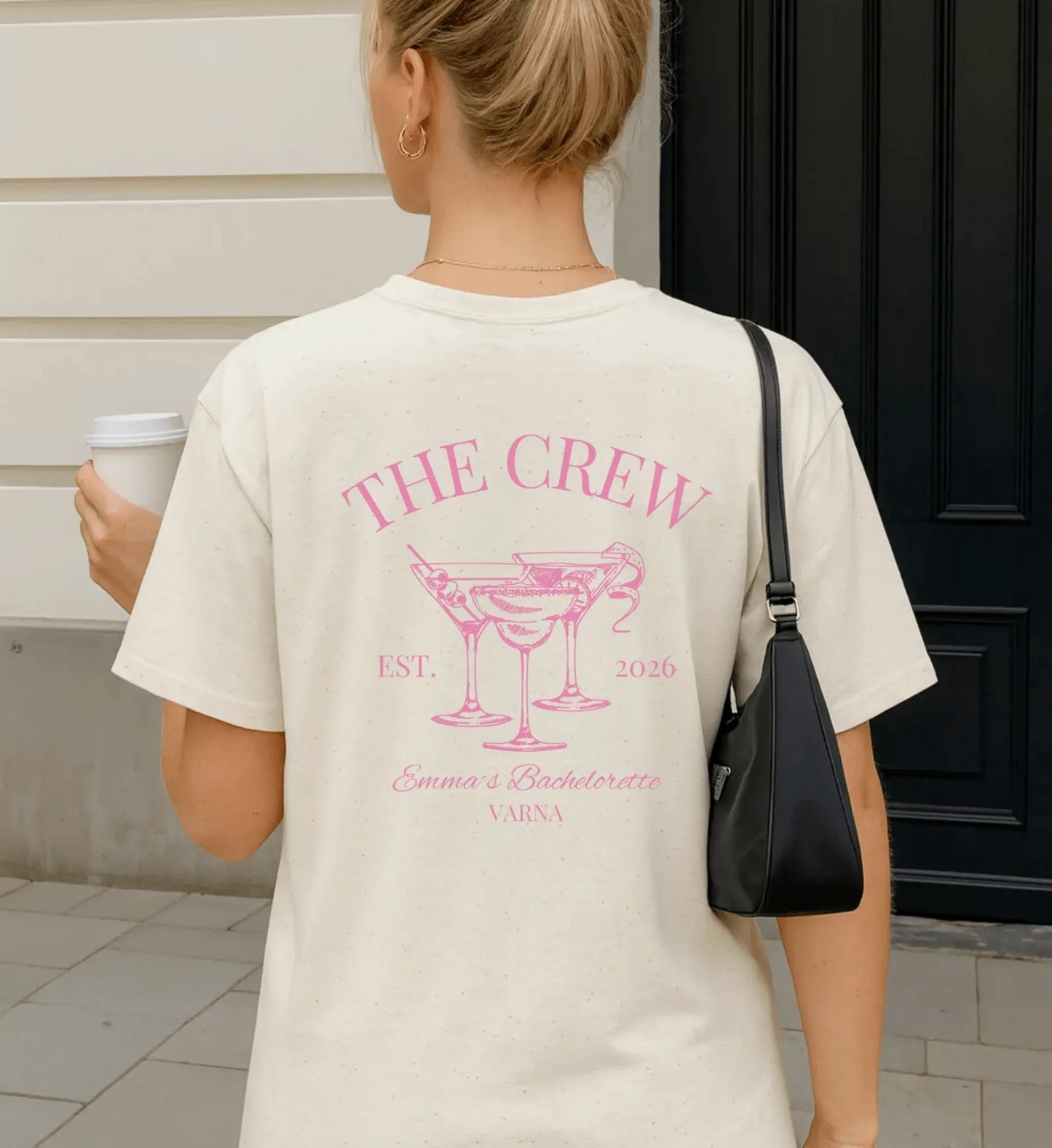 Old Money Bachelorette Party Tee — 'Bride’s Squad' Martini Bach Crew Shirt (Customizable) - Cincerely Yours