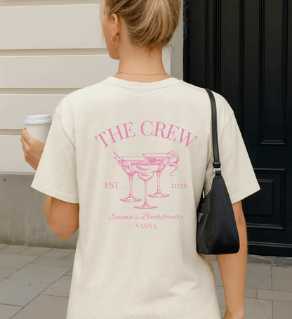 Old Money Bachelorette Party Tee — 'Bride’s Squad' Martini Bach Crew Shirt (Customizable) - Cincerely Yours