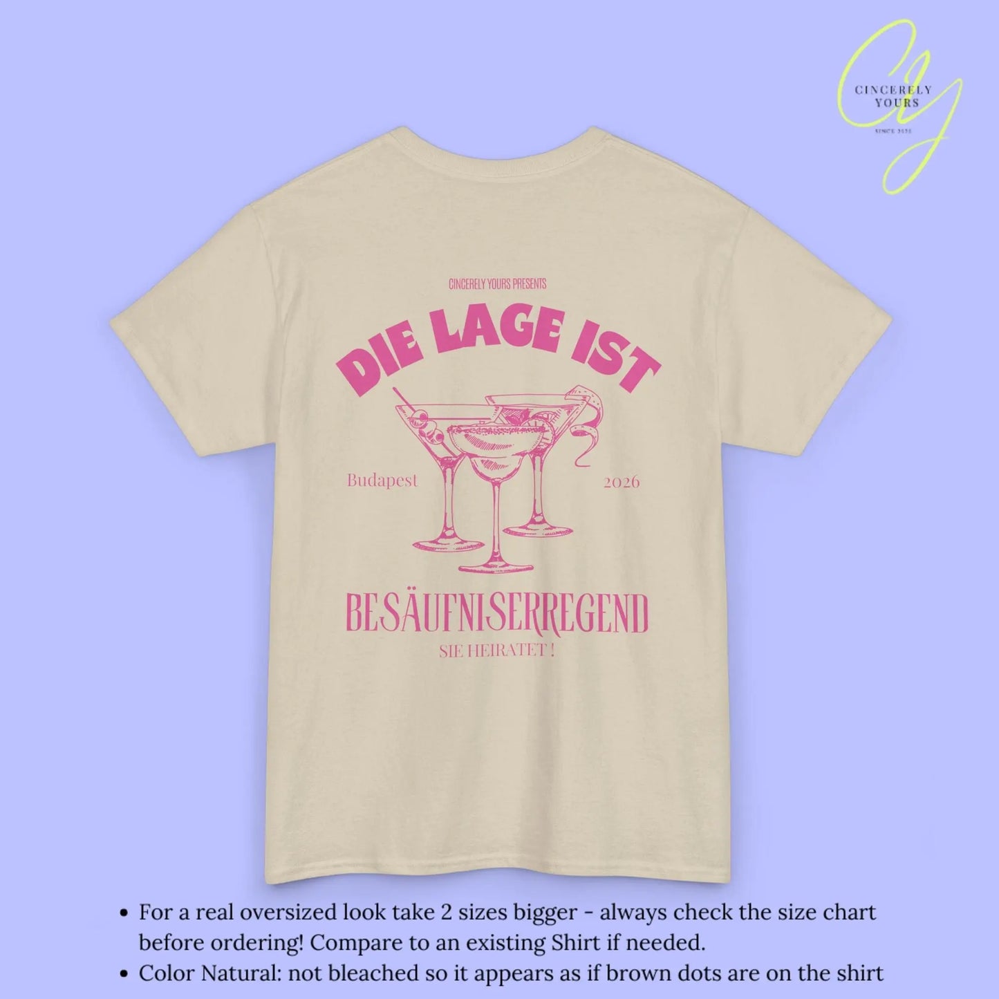 Old Money Bachelorette Party Tee — Die Lage ist besäufniserregend (Customizable) - Cincerely Yours