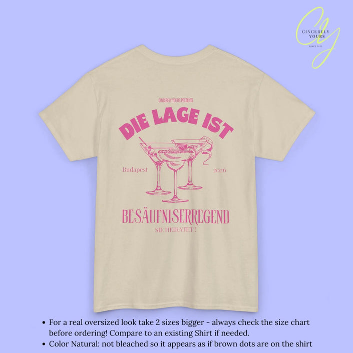 Old Money Bachelorette Party Tee — Die Lage ist besäufniserregend (Customizable) - Cincerely Yours